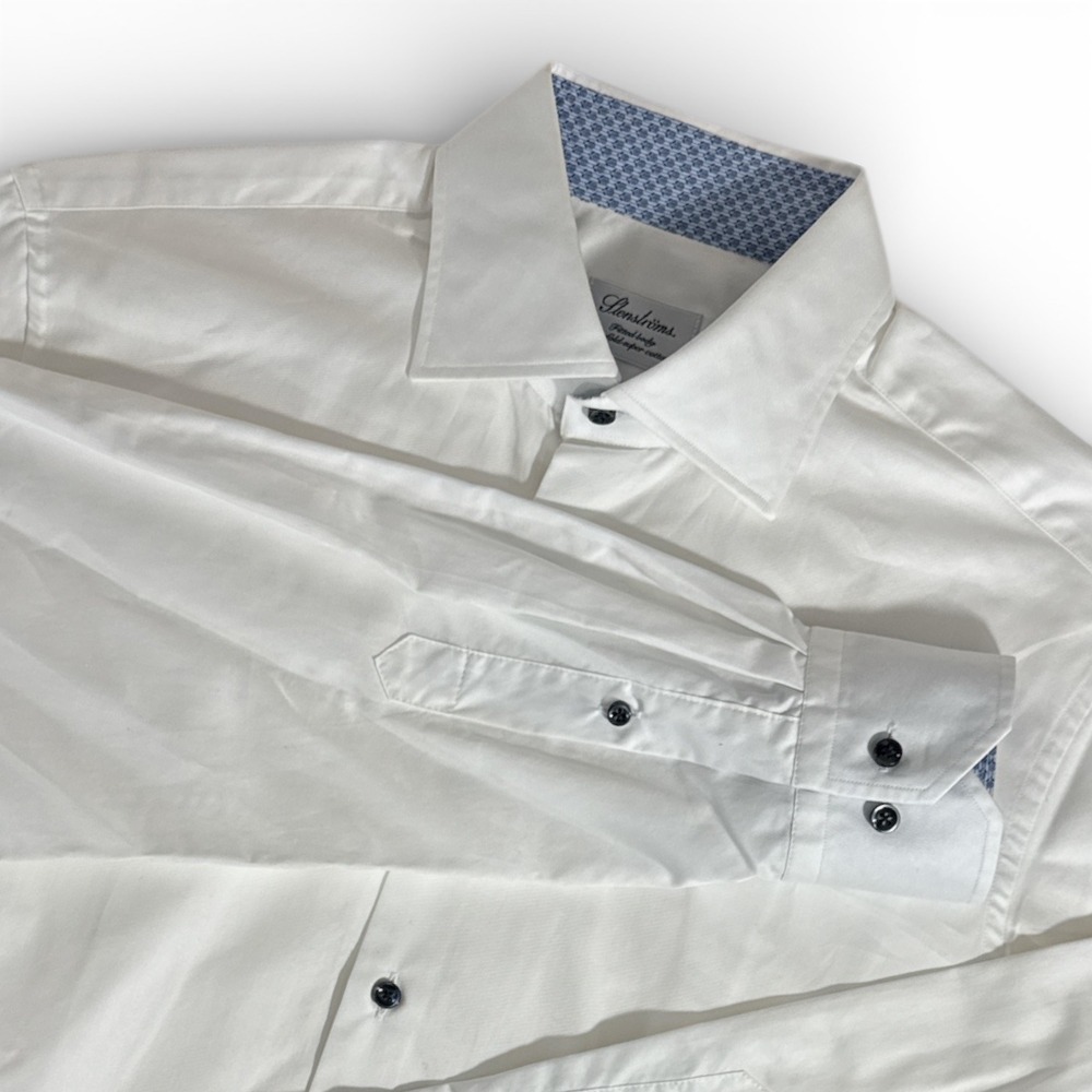 Stenströms Mens White Cotton‎ Dress Shirt 15 3/4  40 Tuxedo Cuff